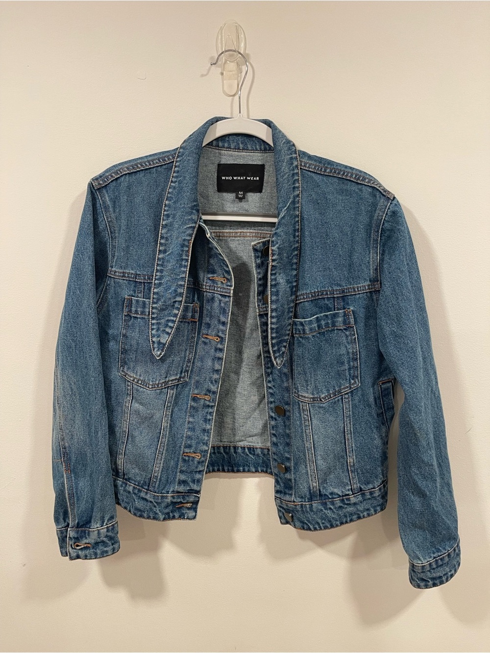 Who What Wear Light Blue Denim Jacket with Contrast Stitching